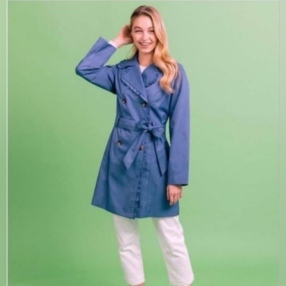 GAL MEETS GLAM Josie Ruffle Trench Coat Women's M NWOT Condition.